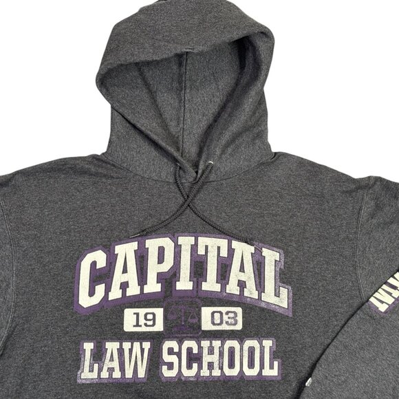 Capital Law School Hoodie Sweatshirt Large Gray Pullover Champion Eco Fleece - Picture 3 of 11